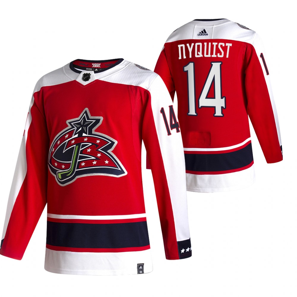 2021 Adidias Columbus Blue Jackets #14 Gustav Nyquist Red Men Reverse Retro Alternate NHL Jersey->calgary flames->NHL Jersey